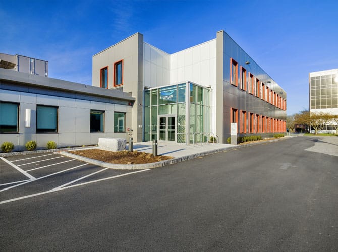Sidewalk view of a energy efficient life science building