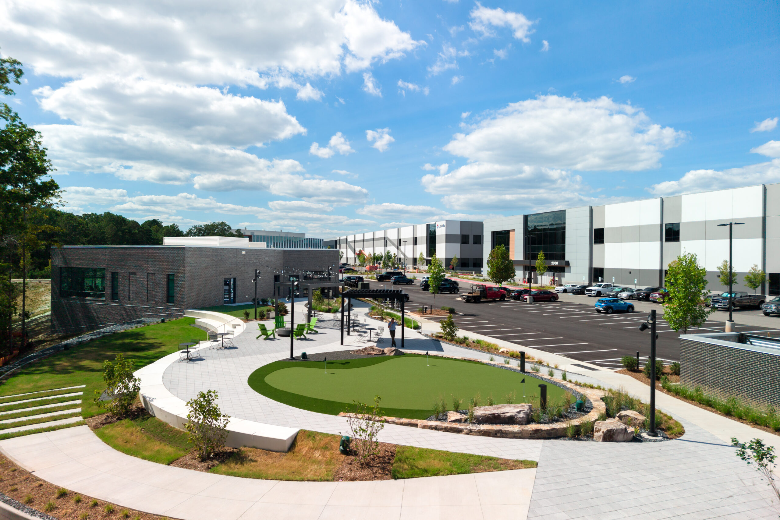 Putting green on pharmaceutical manufacturing campus, Pathway Triangle